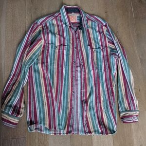 Tricolor stripped button down shirt
